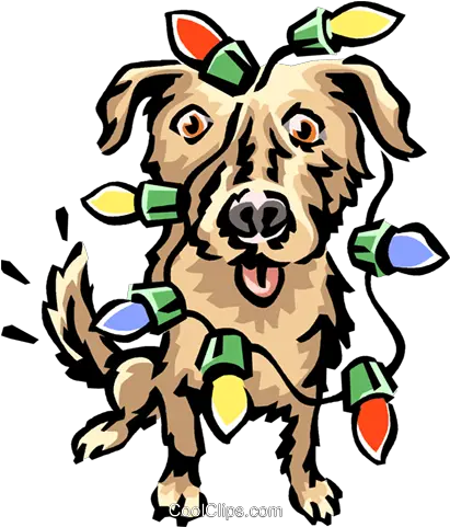 Dog Covered In Christmas Lights Royalty Free Vector Clip Art Dog Png Christmas Lights Clipart Png