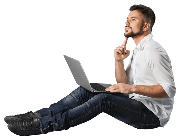 Thinking Man Transparent Man Computer Png Full Size Png Man On Computer Png Thinking Transparent