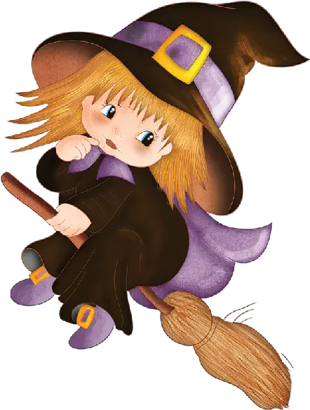 Baby Witches Cartoon Clip Art Images Transparent Background Cute Halloween Clipart Png Witch Transparent Background