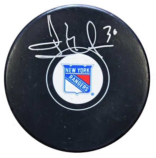 Henrik Lundqvist Signed New York Rangers Hockey Puck Vertical Png Hockey Puck Png