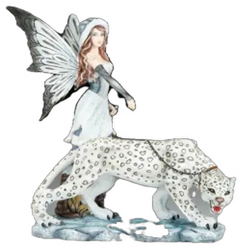 Fairy With Snow Leopard Figurine Png Snow Leopard Png