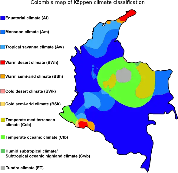 Colombia Map And Maps Clipart Best Clipart Best Climate Map Of Colombia Png Colombia Map Png