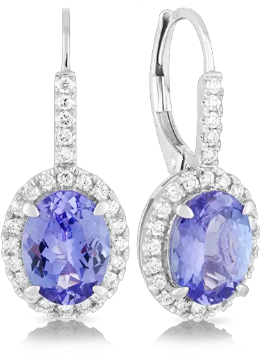 18ct White Gold Oval Tanzanite Earring Earrings Png Png Jewellers