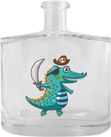 Clear Glass Hip Flask 500 Ml With Printing Crocodile Pirate Cartoon Png Alligator Transparent