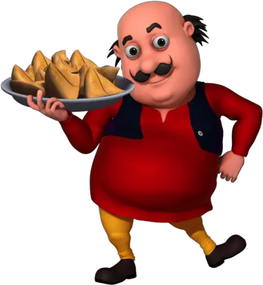 Motu Patlu Showing Food Png Image Motu Patlu With Samosa Cartoon Food Png