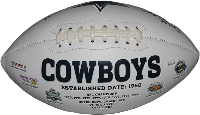 Mel Renfro Dallas Cowboys Logo Autographed Full Size Football Jsa Coa Hof Inscription Included Mini Rugby Png Dallas Cowboys Logo Png