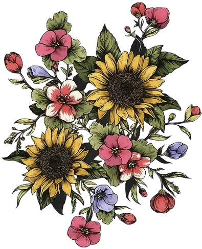 Drawing Floral Design Common Sunflower Daisy Flower Bouquet Drawing Png Flowers Transparent Tumblr