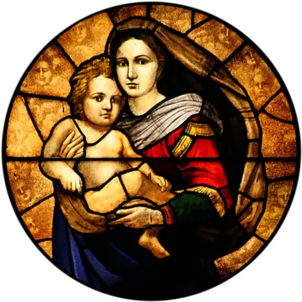 Marian Devotions Mary Catholic Round Stained Glass Png Mary Mother Of The Church Icon