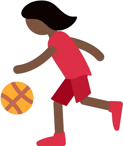 Bouncing Ball Emoji With Dark Skin Tone Cartoon Person Playing Basketball Png Basketball Emoji Png