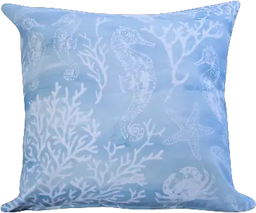 Seahorse Starfish Nautical Cushion Double Sided 17x17 Square Duckegg Blue Ebay Decorative Png Blue Starfish Logo