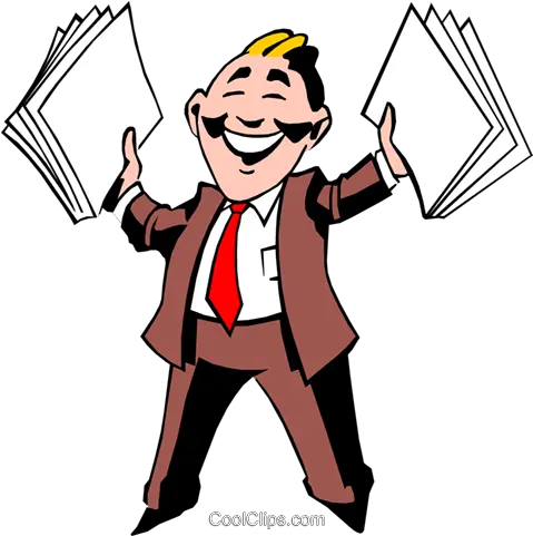 Cartoon Man With Papers Royalty Free Vector Clip Art Businessman Cartoon Png Cartoon Arm Png