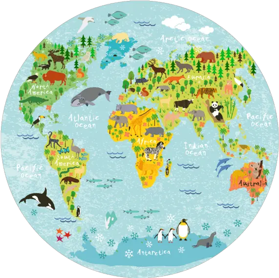 Children World Map Round Placemat 40 Cm Round Map Of The World Png World Map Transparent