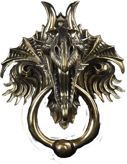 Gold Dragonheaddoorknocker Karl Deen Sanders Sculpture Dragon Head Door Knocker Png Dragon Head Png