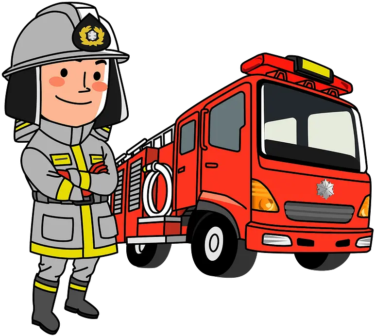 Firefighter Standing By His Fire Truck Clipart Free Firefighter And Truck Clipart Png Fire Fighter Icon