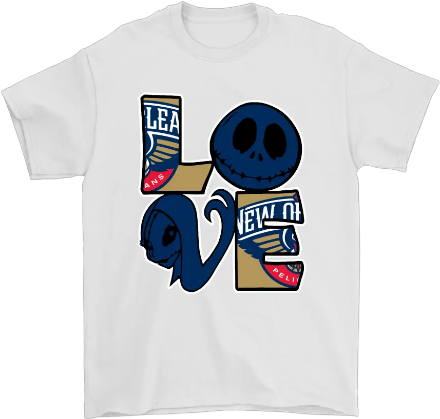 Halloween Jack And Sally Love The New Orleans Pelicans Nba Short Sleeve Png New Orleans Pelicans Logo Png