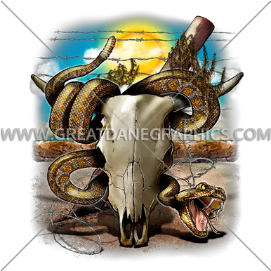 Cow Skull With Snake Production Ready Artwork For T Shirt Skull Png Cow Skull Png
