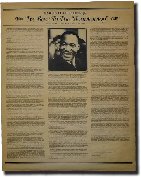 Martin Luther King Jr Ve Been To The Mountaintop Paper Png Martin Luther King Png