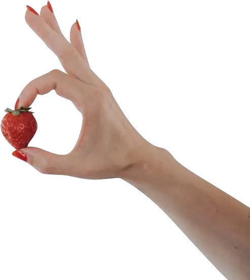 Strawberry In Fingers Transparent Background Png Free Hand Arm Transparent Background