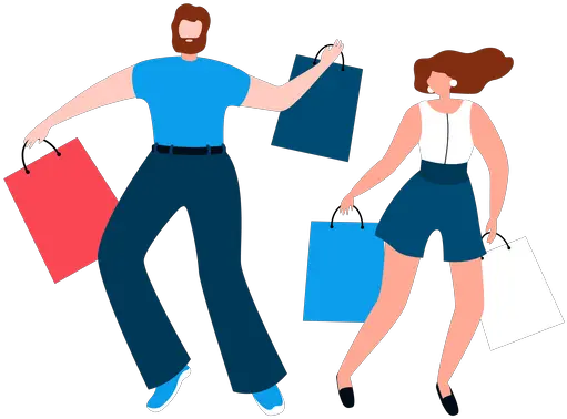 Best Premium Happy Couple With Shopping Bags Illustration Sharing Png Person Shopping Icon