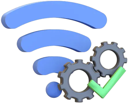 Premium Wifi Maintenance 3d Illustration Download In Png Dot Mac Icon Gear With Checkmark