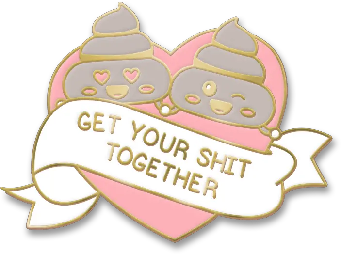 Details About Get Your Sht Together Enamel Pin Poop Emoji Heart Cute Kawaii Lapel Happy Png Kawaii Heart Png