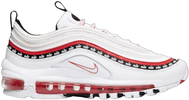 Air Max 97 Gs U0027script Swoosh Nike Bq4817 100 Goat Nike Air Max 97 Gs White Red Png Nike Sign Png