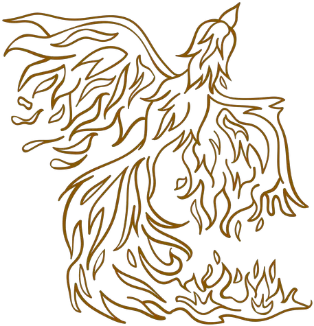 Phoenix Rising From Fire Brown Outline Transparent Png Automotive Decal Fire Wings Png