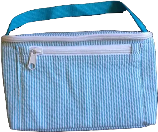 Aqua Seersucker Insulated Lunch Box Png