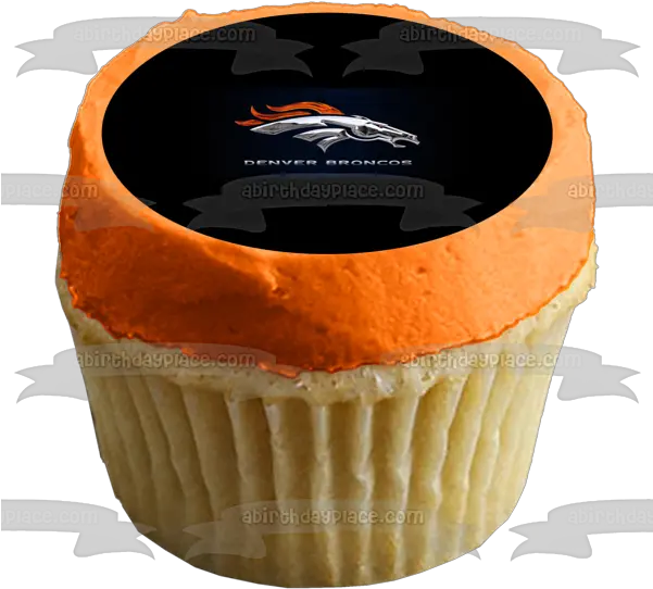 Denver Broncos Logo Nfl Steel Appearance Black Background Edible Cake Topper Image Abpid27666 A Birthday Place Png Broncos Icon