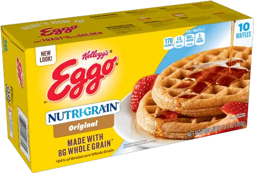 Kelloggu0027s Eggo Nutri Grain Made With Whole Grain Waffles Eggo Nutri Grain Waffles Nutrition Facts Png Waffle Transparent