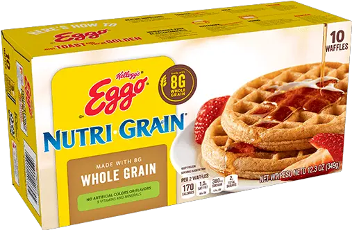 Kelloggu0027s Eggo Nutri Grain Made With Whole Grain Waffles Whole Grain Waffles Frozen Png Waffle Transparent