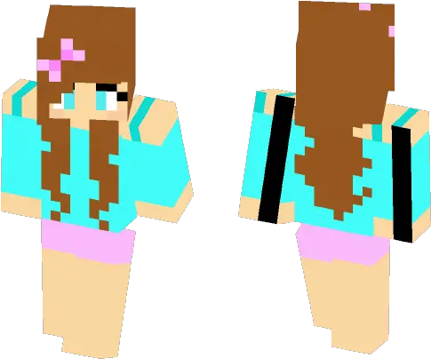 Download Girl In Blue With Bow Minecraft Skin For Free Minecraft Skin With Wavy Hair Png Minecraft Bow Png