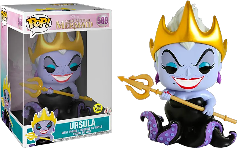 Ursula 10 Inch Glow In The Dark Little Mermaid 569 Damaged 7510 10 In Ursula Funko Pop Png Little Mermaid Png
