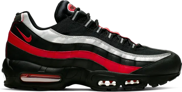 Check Out This New Nike Air Max 95 Wassupkicks Air Max 95 Black University Red Metallic Silver Png Nike Check Png