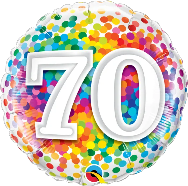 Qualatex Rainbow Confetti Age 7070th Birthday 18 Inch Foil Balloon Ballon Anniversaire 40 Ans Png Birthday Confetti Png