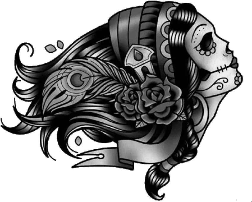 Download Tattoo Drawing Png Rose Tattoo Transparent Png Mexican Sugar Skull Tattoo Rose Tattoo Png