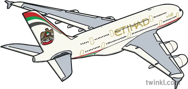 Etihad Airways Plane Illustration Twinkl A380 Etihad Colouing Sheet Png Plane Png