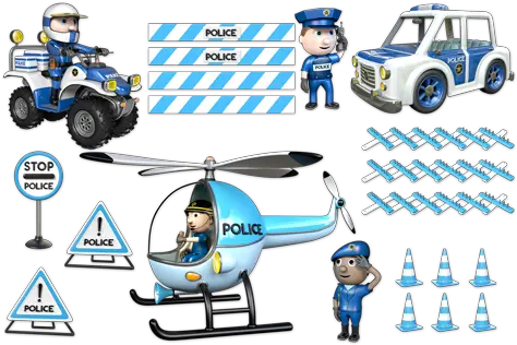 Kids Wall Sticker Police Kit With Helicopter Muraldecalcom Helicopter Rotor Png Police Helicopter Png