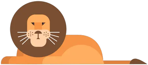 Lion King Sitting Tail Mane Flat Rounded Geometric Lion King Flat Design Png Lion Head Transparent