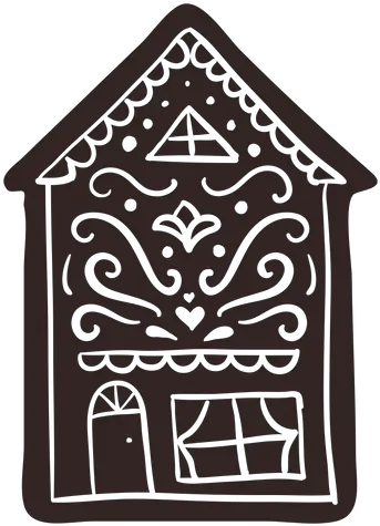 Gingerbread House Cookie Cream Detailed Silhouette Decorative Png Gingerbread House Icon