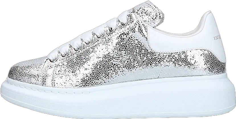 Alexander Mcqueen Platform Cracked Metallic Silver Where Silver Alexander Mcqueen Trainers Png British Fashion Icon Alexander Mcqueen