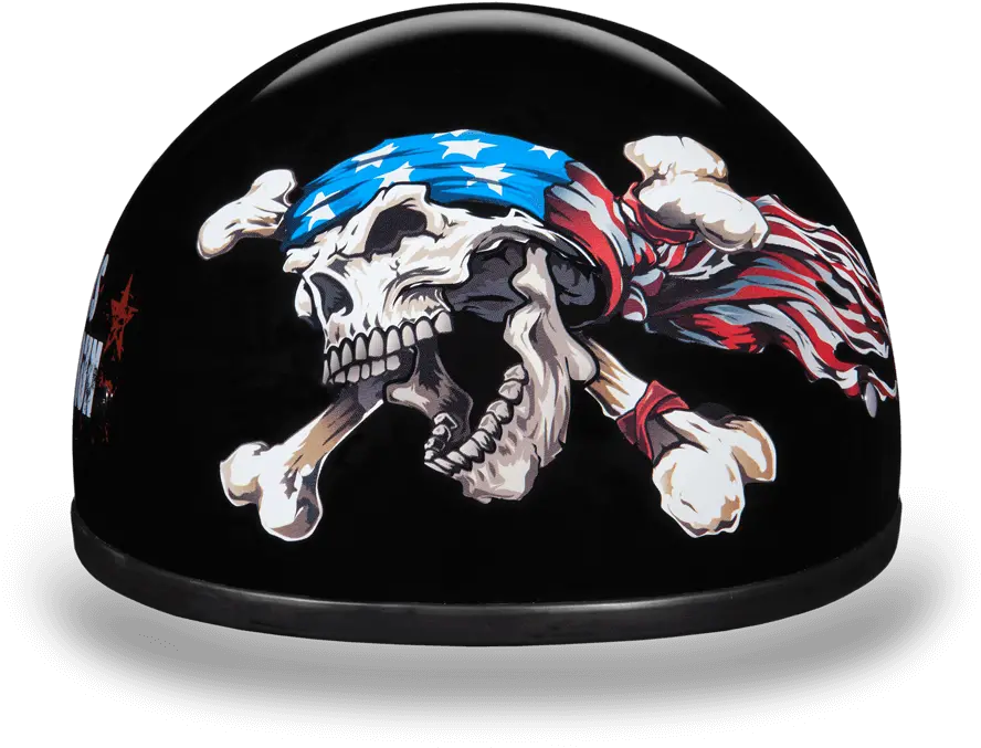 Daytona Half Helmet W Patriotic Skull U0026 Crossbones U2013 Dot Certified Motorcycle Helmet Png Skull Crossbones Png