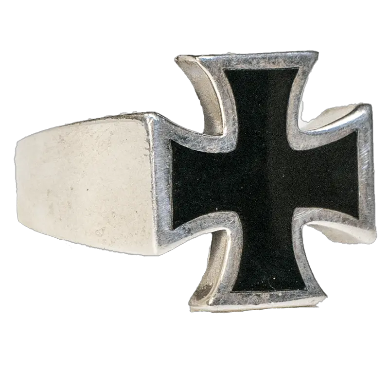 Iron Cross Ring 925 Silver Black Biker Heavy Metal Gothic German Feeanddave Ebay Cross Png Gothic Cross Png