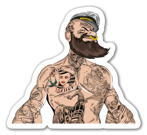 Download Hd Sailor Man Popeye Tattoos And Beard Popeye Png Beard Png