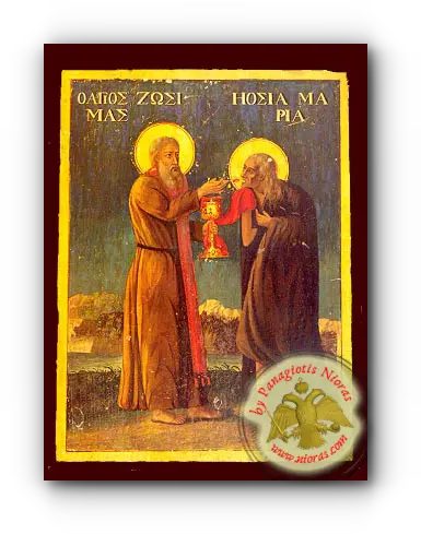 Saint Mary Of Egypt And Zossima Zosimus And Saint Mary Of Egypt Png Mary Icon