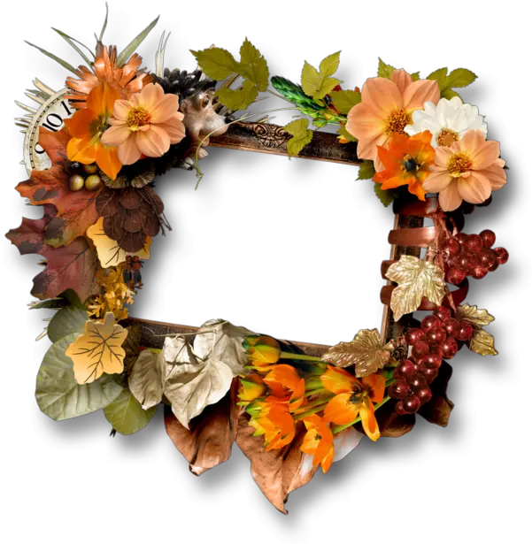Cluster Fall Autumn Frame Png Artificial Flower Fall Frame Png