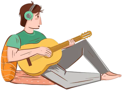 Guy Playing Guitar Character Transparent Png U0026 Svg Vector File Sitting Sad Guy Png