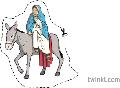 Mary Twinkl Mary And Joseph And Donkey Png Dot Line Png