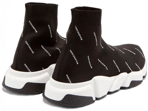 Buy New Balenciaga Speed Trainers Mid Black White Round Toe Png Balenciaga Logo Png