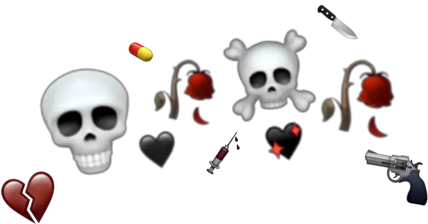 Emojis Heart Skull Knife Pill Rose Aesthetic Grung Edgy Aesthetic Emoji Combo Png Skull Emoji Transparent